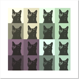 Black Kitty Grid Posters and Art